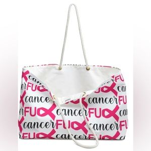 CUSTOM Oversized Graphic "Fu@k Cancer" Tote Bag